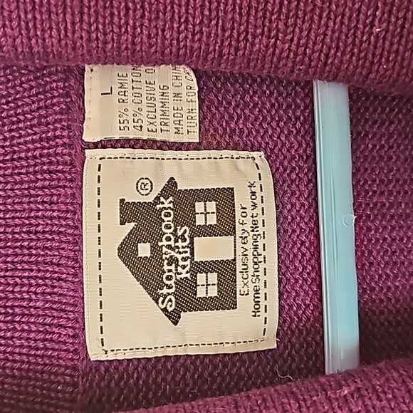 Storybook Knits Vtg 90's Purple Floral Cardigan Sz L EUC - Picture 4 of 8